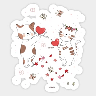 Happy Valentine's day - Valentines cat Sticker